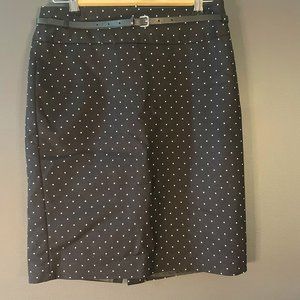 Liz Claiborne belted pencil skirt black mini dot